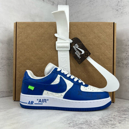 Tênis Cano Baixo Couro Azul Detalhe Branco