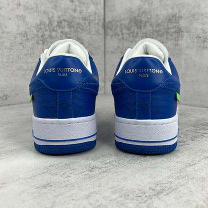 Tênis Cano Baixo Couro Azul Detalhe Branco