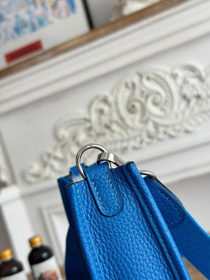 Bolsa Transversal Couro Azul Tira Ajustável