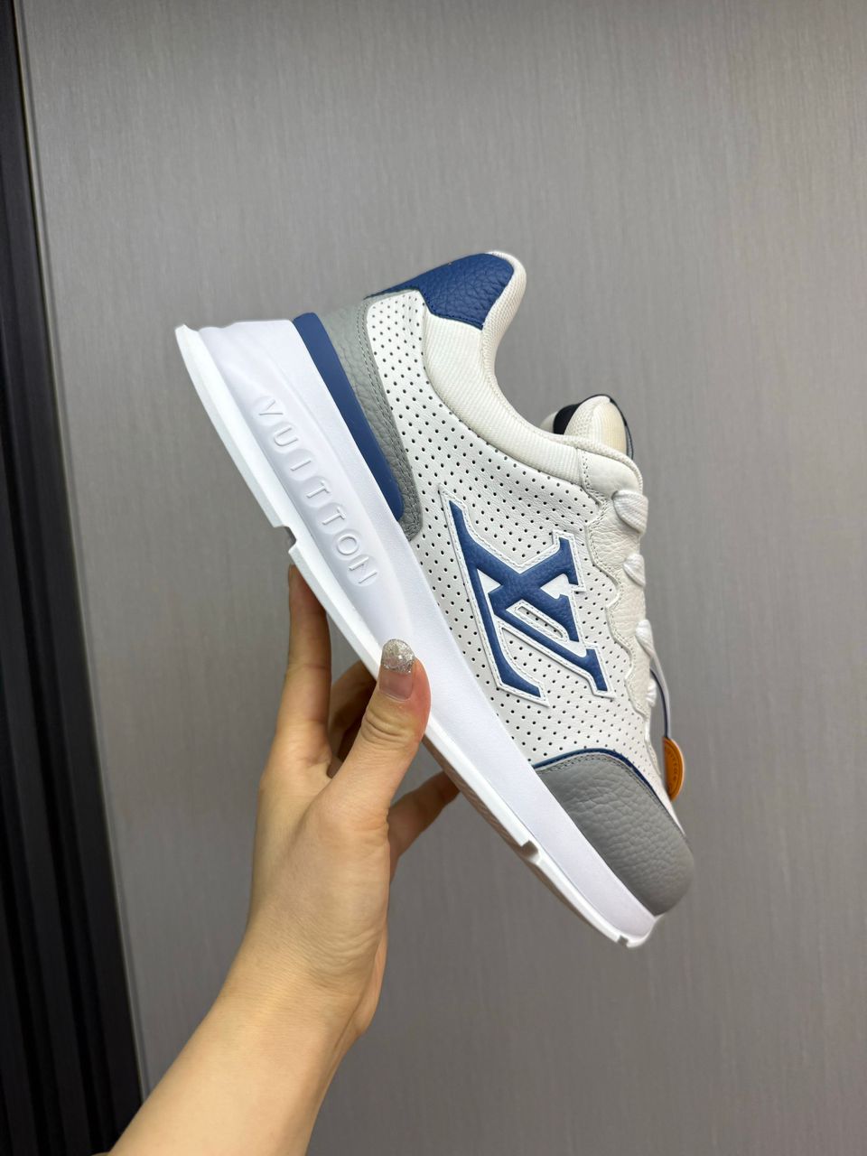 Tênis Casual Couro Branco Azul