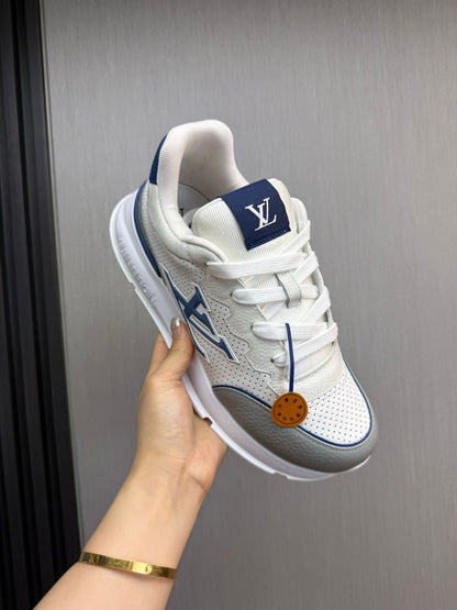 Tênis Casual Couro Branco Azul