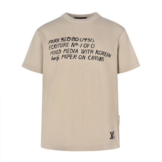 Camiseta Algodão Branca Padrão Monograma Geométrico