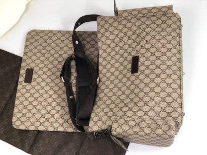 Bolsa Satchel Lona Padrão Letras Entrelaçadas Marrom Médio