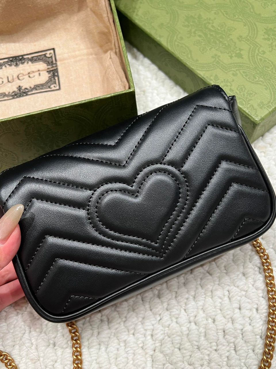 Bolsa Mini Couro Preto Detalhes Metalizados