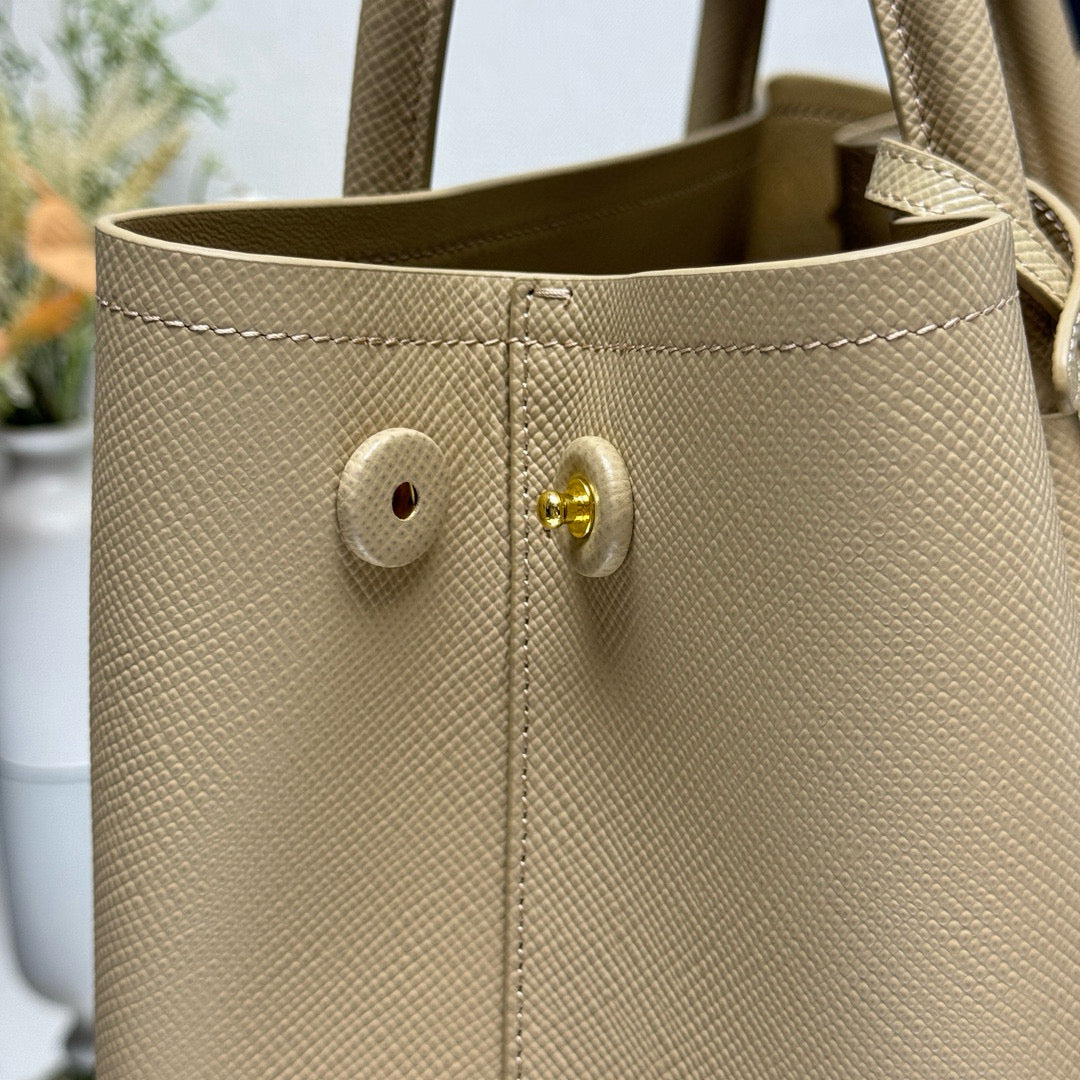 Bolsa Estruturada Couro Texturizado Bege