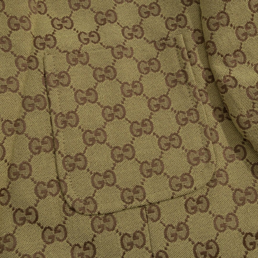 Jaqueta Lona Padrão Letras Entrelaçadas Bege e Marrom
