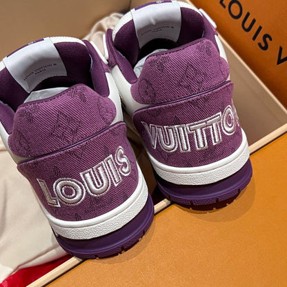 Tênis Couro Purple Detalhes Contrastantes Cano Baixo