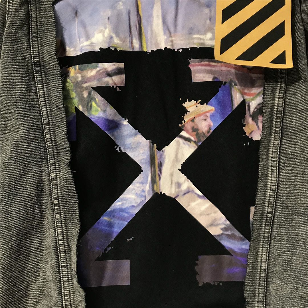 Jaqueta Denim Azul Couro Cintas Cruzadas
