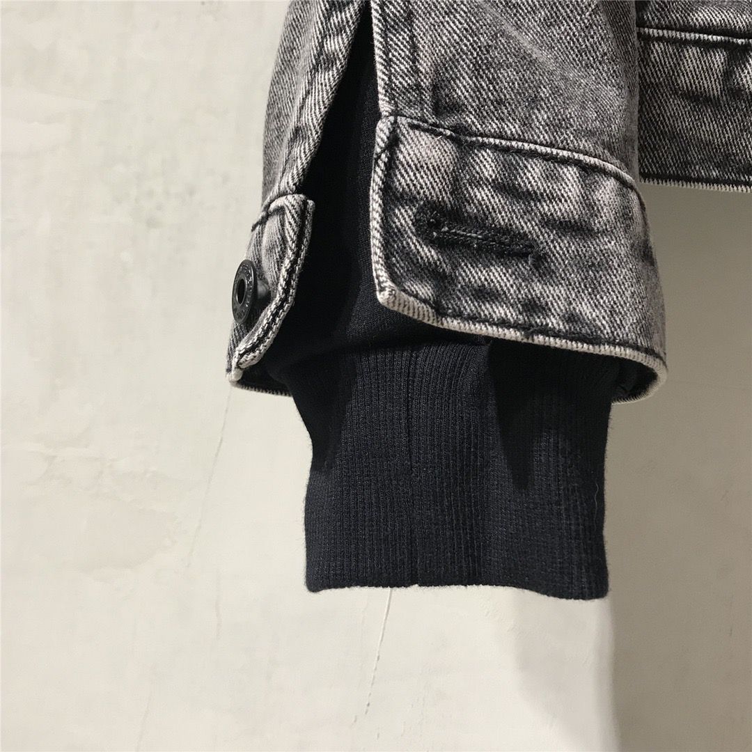 Jaqueta Denim Azul Couro Cintas Cruzadas