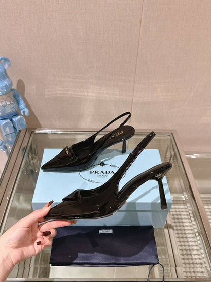 Sandália Scarpin Slingback Couro Preto
