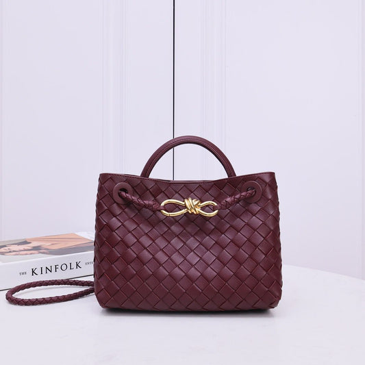 Bolsa Satchel Couro Entrelançado Marrom Chocolate Pequena