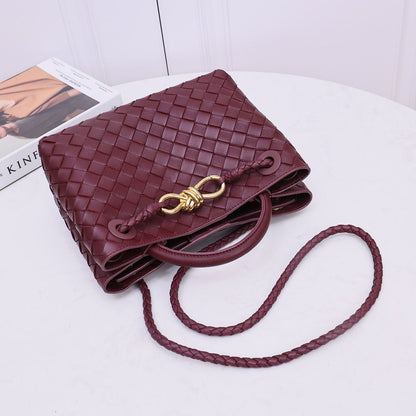 Bolsa Satchel Couro Entrelançado Marrom Chocolate Pequena
