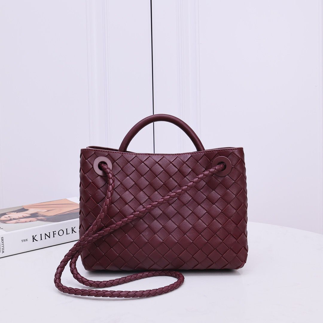 Bolsa Satchel Couro Entrelançado Marrom Chocolate Pequena
