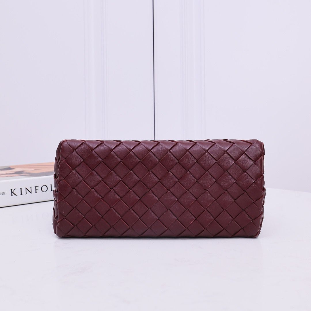 Bolsa Satchel Couro Entrelançado Marrom Chocolate Pequena