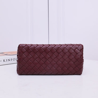 Bolsa Satchel Couro Entrelançado Marrom Chocolate Pequena