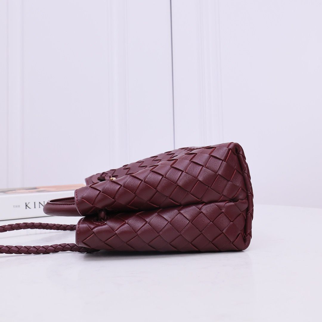 Bolsa Satchel Couro Entrelançado Marrom Chocolate Pequena