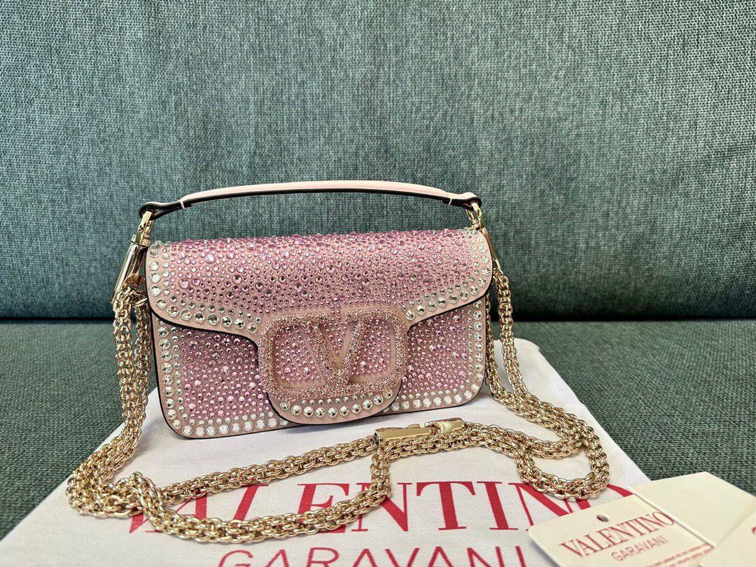Bolsa Ombro Couro Preto Aplicações de Cristal