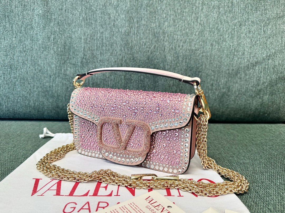 Bolsa Ombro Couro Preto Aplicações de Cristal