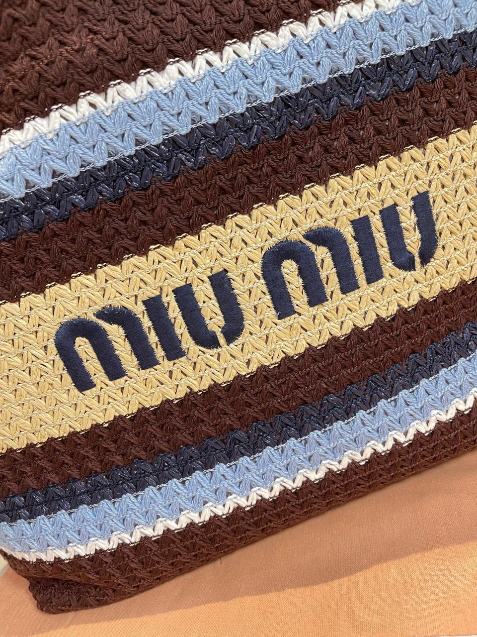 Bolsa Tote Palha Crochê Listrada