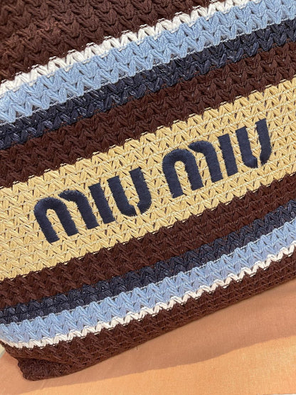 Bolsa Tote Palha Crochê Listrada