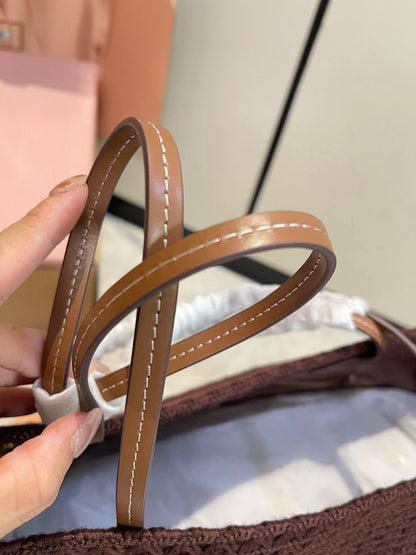 Bolsa Tote Palha Crochê Listrada