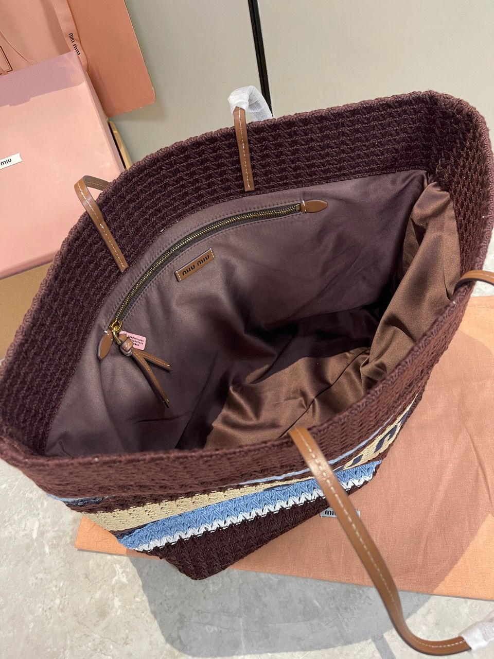 Bolsa Tote Palha Crochê Listrada