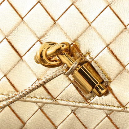 Bolsa Clutch Couro Dourada Textura Entrelaçada