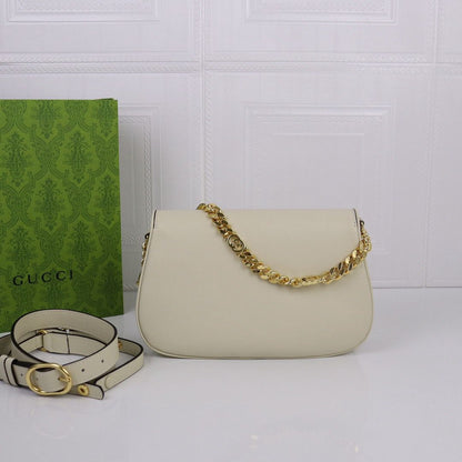 Bolsa Satchel Couro Branco Alça Corrente