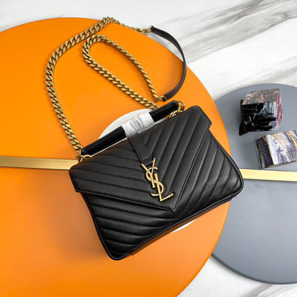 Bolsa Satchel Couro Preto Fechamento Frontal