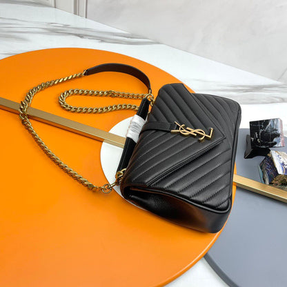 Bolsa Satchel Couro Preto Fechamento Frontal