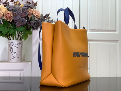 Bolsa Tote Shopper Couro Padrão Monograma Geométrico Marrom Tamanho M