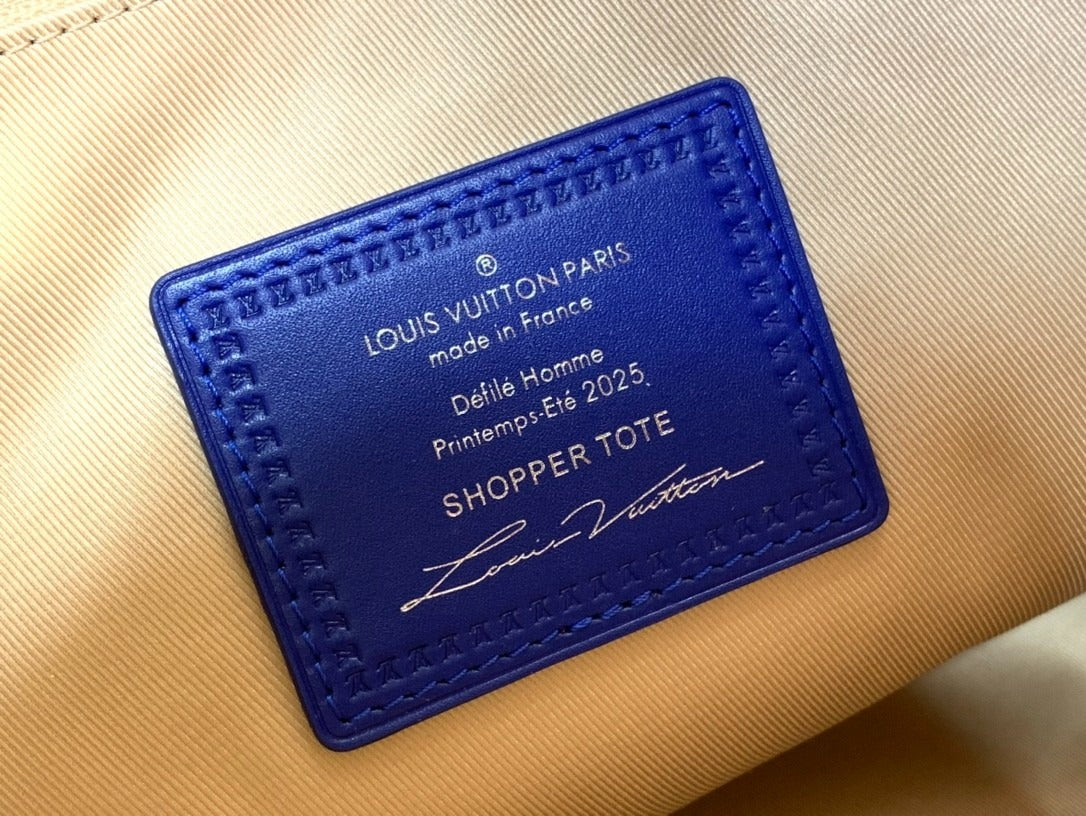 Bolsa Tote Shopper Couro Padrão Monograma Geométrico Marrom Tamanho M