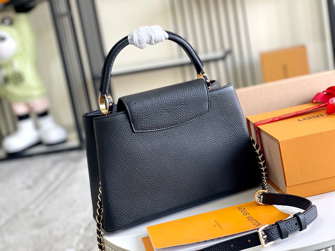 Bolsa Satchel Couro Supple Marrom Alça Corrente 27cm