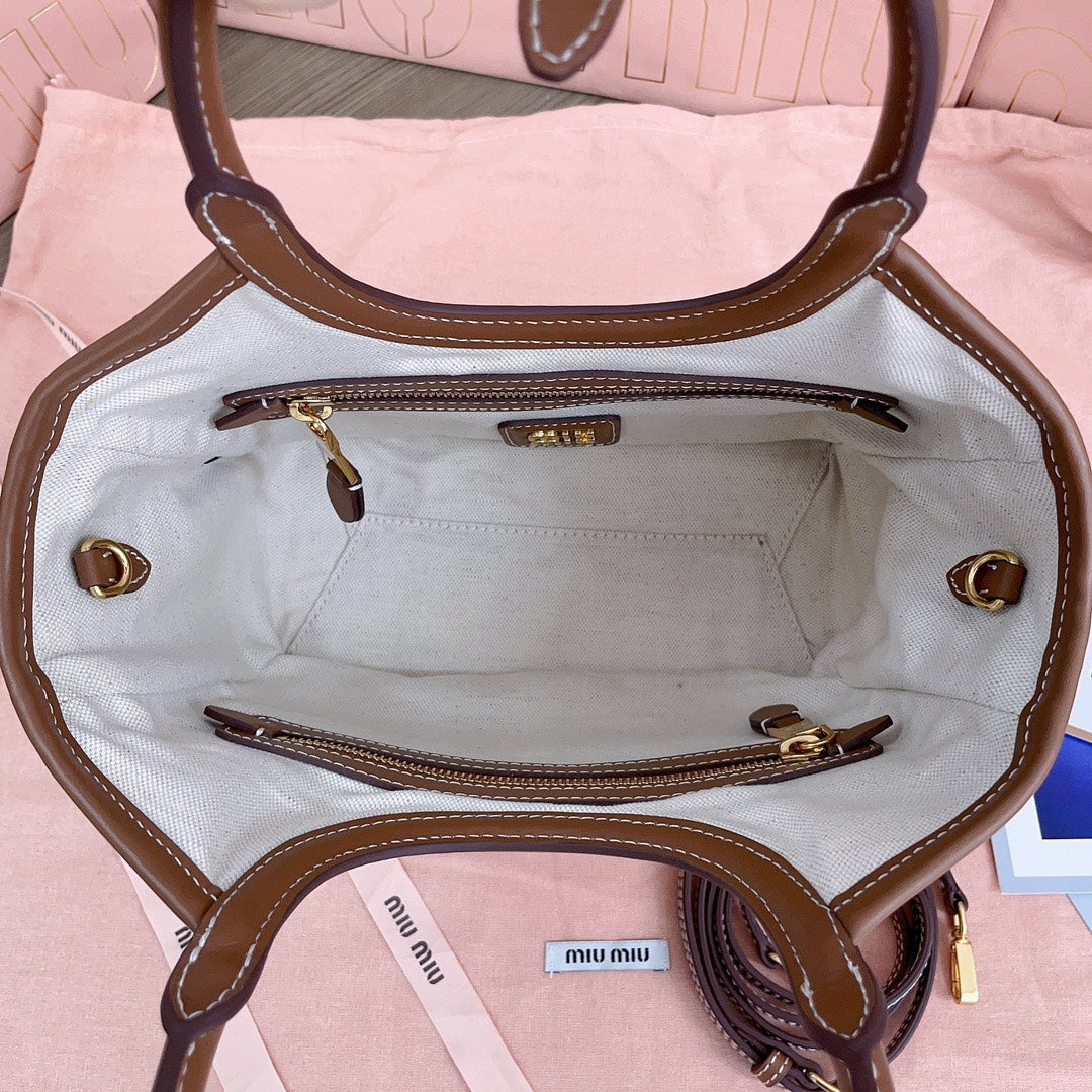 Bolsa Tote Canvas Couro Estruturada