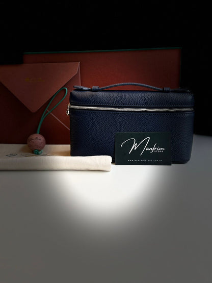 Bolsa Clutch Couro Azul com Bolso Extra