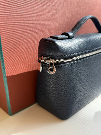 Bolsa Clutch Couro Azul com Bolso Extra