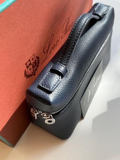 Bolsa Clutch Couro Azul com Bolso Extra