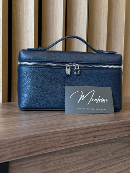 Bolsa Clutch Couro Azul com Bolso Extra