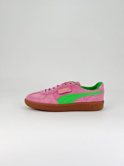 Tênis Couro Rosa Detalhe Verde Cano Baixo