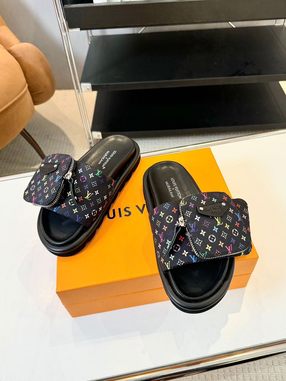 Chinelo Mule Couro Preto Conforto Almofadado