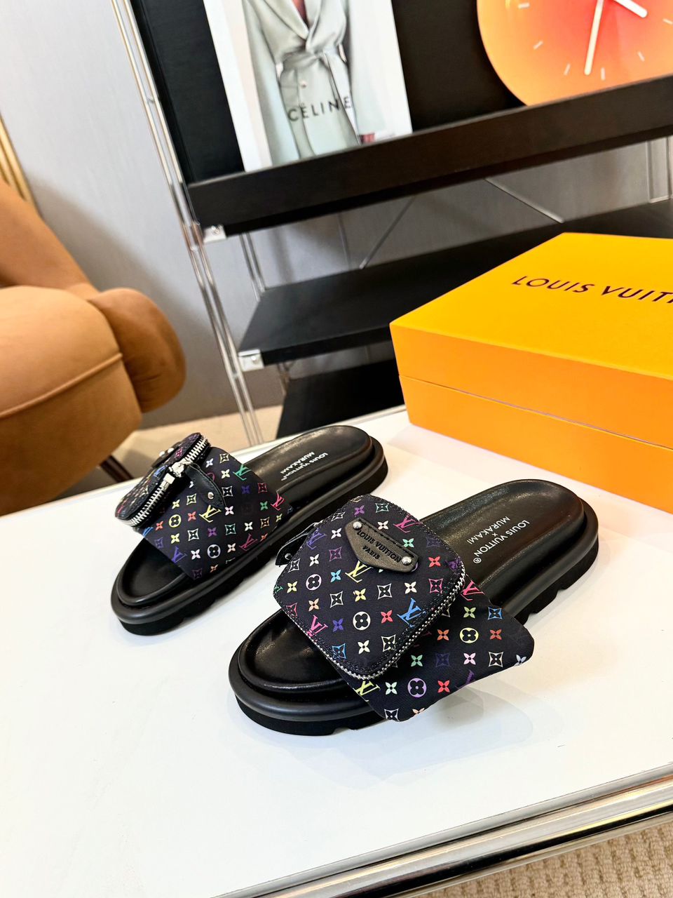 Chinelo Mule Couro Preto Conforto Almofadado