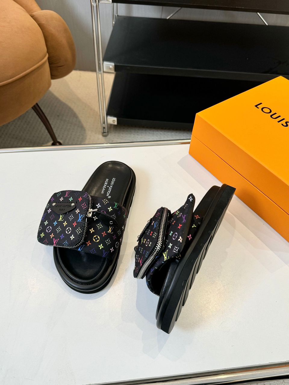 Chinelo Mule Couro Preto Conforto Almofadado