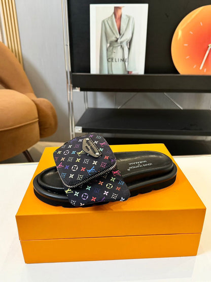 Chinelo Mule Couro Preto Conforto Almofadado