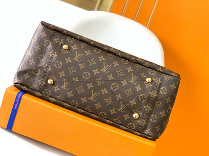 Bolsa Hobo Couro Padrão Monograma Geométrico Marrom