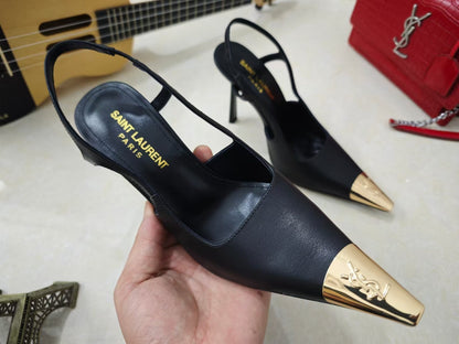 Sandália Slingback Couro Bico Fino