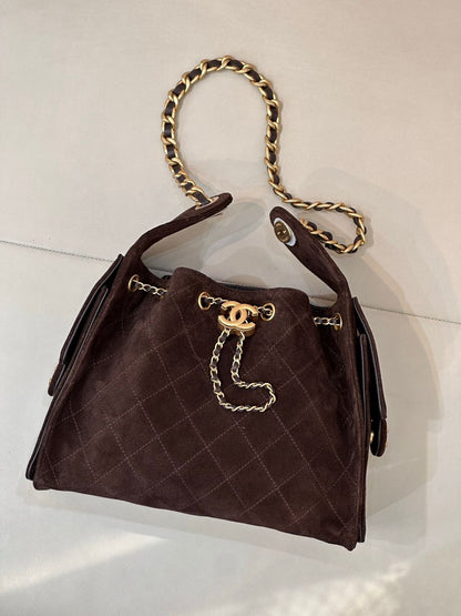 Bolsa Satchel Couro Acolchoado Preta com Cordão Ajustável