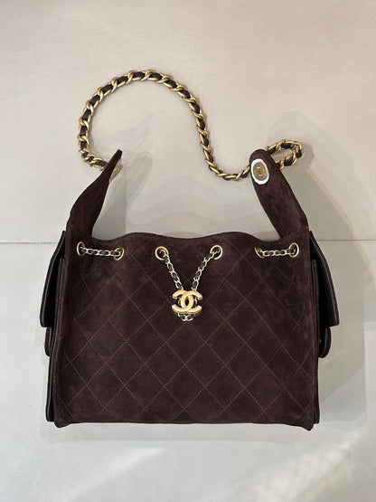 Bolsa Satchel Couro Acolchoado Preta com Cordão Ajustável