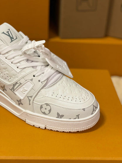 Tênis Couro Branco Cano Baixo Detalhe Tonal