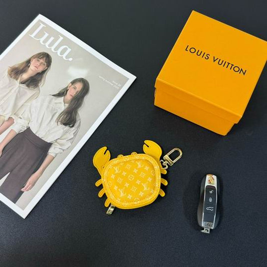Chaveiro Bag Charm Padrão Monograma Geométrico Amarelo Caranguejo