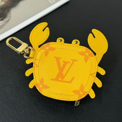 Chaveiro Bag Charm Padrão Monograma Geométrico Amarelo Caranguejo